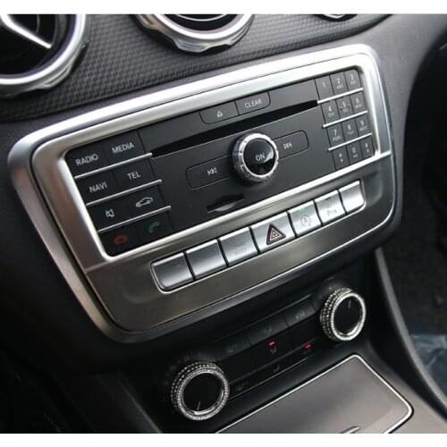 Silver Center Console CD Frame Decoration Cover Trim For Mercedes Benz GLA X156 CLA C117 200 220 260 2014-2018 Stainless Steel