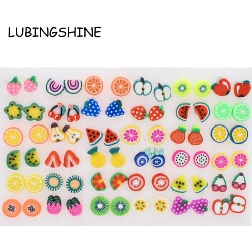 Women Small Stud Earrings Sets Acrylic Girl Child Gold Black Fruit Earring Jewelry Party Birthday Christmas Gift 36 pairs/lot