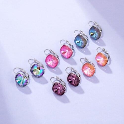 IDESTINY 11.11 New White Bella Crystal Stud Earrings For Women Crystal From Austrian Fashion Round Earrings Wedding Bijoux Gift