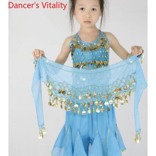 Belly Dance Female Child Elegant Hip Scarf Accessories 3 Row Metal Coin Waist Chain Girl Profession Performance Practice Belt