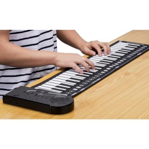 Silicone Educational Digital Folding 49 Keys Roll Up Piano Keyboard Recording Feature 16 Different Tones for Student
