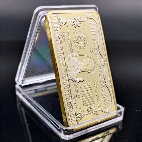 USD 10000 Dollar Bullion 24k Gold Bar American Metal Coin Golden Bars USD Collection Gift