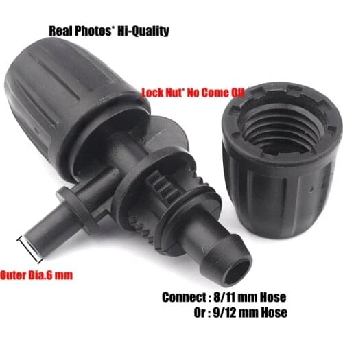 5pcs I.D 8~9mm To O.D6mm Irrigation Hose Connectors Lock Nut Reducing Tee Connector Watering Sprinkler Sprayer Kits Fittings