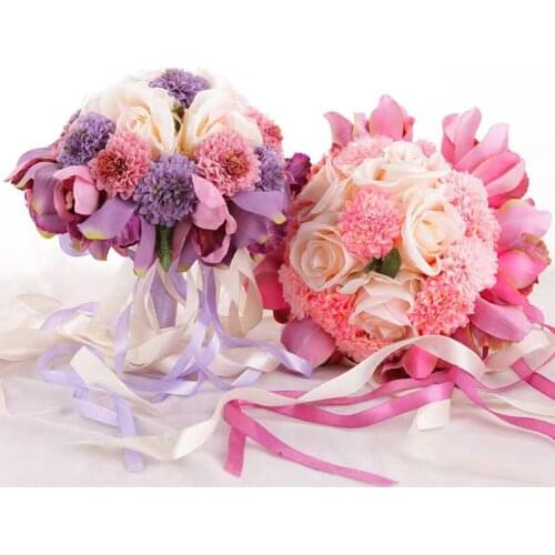 Wedding Bouquet Roses Artificial Holding Flowers for Bride Home Party Wedding Decoration Fake Plants Photographic Props
