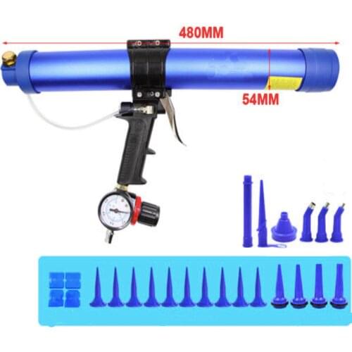 High Quality 600ml Pneumatic Sausage Cullet Gun Adjustable Speed Pneumatic Glass Glue Gun Rubber Gun Works for 350mm Soft Glue