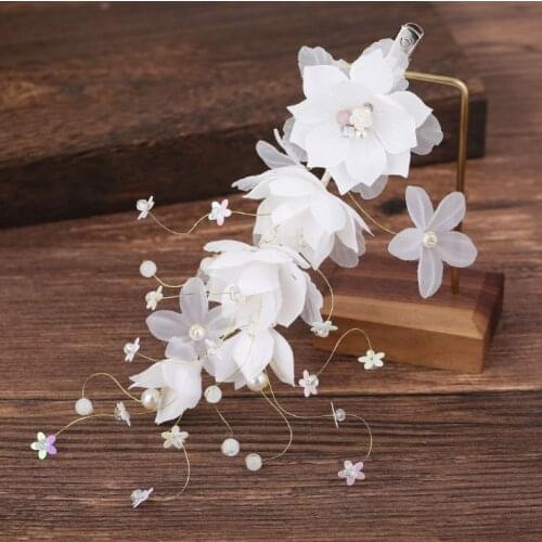 Women Bridal Fashion Long White Flower Bridal Hair Clip Hairclips Hairgrips Elegant Hairpin Wedding Party Accessories