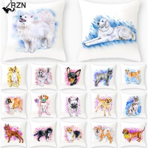 1pcs Cute Cat Dog Animal Pattern Polyester Throw Pillow Cushion Cover Car Home Decor Decoration Sofa Decorative Pillowcase