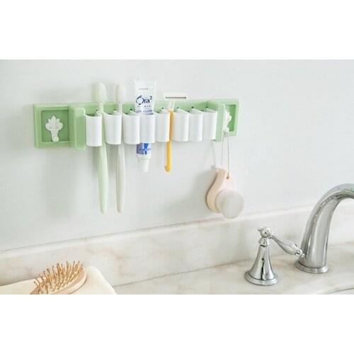 1PC Wall Storage Mounted Organizer Toothbrush Hanger Rack Tool Multi-function Spoon stand Storage Holders with 2 Hooks OK 0529
