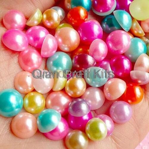 2000pcs Colorful Fake Pearl Cabochons Mix (Round / Half / Assorted Colors) (8mm, 9mm and 10mm)
