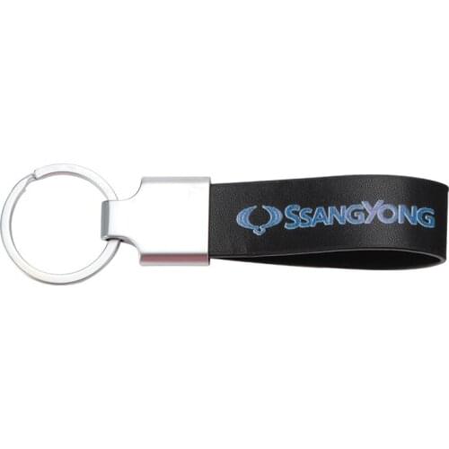 3D Metal leather Car Styling Emblem Keychain Key Chain Rings For Ssangyong Actyon Rexton Korando Rodius Kyron Tivoli Musso XLV