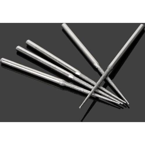 5Pcs Diamond Coated L-Fine Pointed Head Lengthened Burrs Bit Drill Set Polishing Grinding Rods Ceramic Wood Stone Rotary Tools