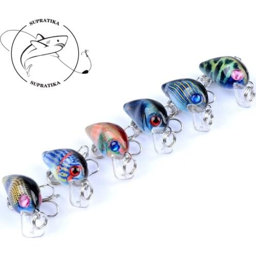 6Pcs/Lot 3cm/1.5g Mini Wobblers Crank Artificial Fishing Baits Lure 3D Painting Hard Crankbait Swimbait For Fishing Accessories
