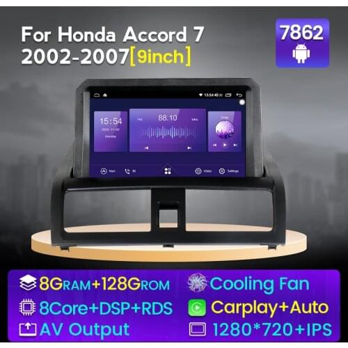 6G +128G QLED 4G LTE Car Radio Multimedia Video Player For Honda Accord 7 2002 2003 2004 2005 2006 2007 2DIN Navigation GPS DVD