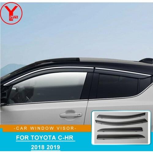 For toyota chr c-hr 2018 2019 Accessories ABS Chrome Trim Window Visors Sun Rain Deflectors Door Window Rain Guards YCSUNZ