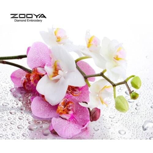 New 5D Diamond Embroidery Cross Stitch White &Pink Flower Round Full Diamond Mosaic Picture Pasted Needlework For Decor CJ78