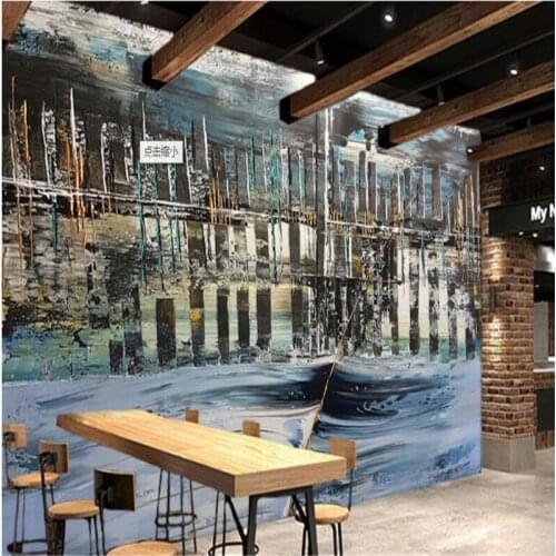 Beibehang Large Custom Wallpaper Mural Modern Atmosphere Abstraction City Bridge Living Room TV Background Wall