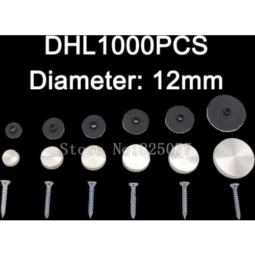 DHL 1000PCS Wholesale decorative screw cover 12mm brushed stainless steel screw covers KF1032