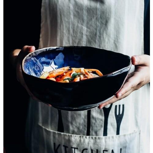 FANCITY Dish bowl European porcelain deep bowl irregular bowl creative tableware irregular bowl dishes set noodle bowl