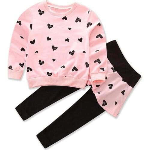 Children Clothing Suit Spring-autumn Long Sleeve Sweater Trousers Suit Girls Pink Cute Clothes 2-7 Years Girls Two Piece Outfits