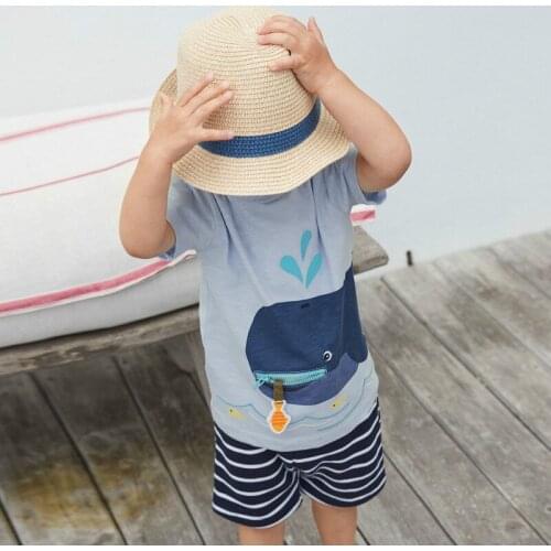 Boys Clothing Set Cotton 2 Piece Set Cartoon Whale T-shirt Striped Shorts Summer Boys Outfits Boutique Toddler Boy Clothes Set
