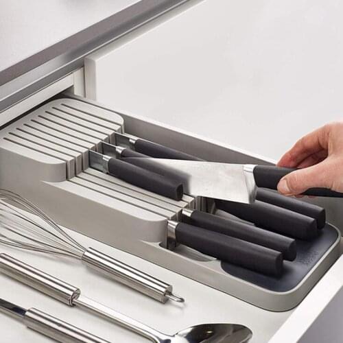 Cutlery Storage Box Plastic Knife Block Holder Drawer Knives Fork Spoons Storage Rack Knife Stand Cabinet Tray Kitchen Organizer