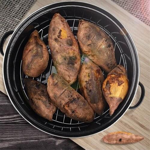 VOGVIGO Round Enamel Roaster Tin with Lid Oven Roasting Baking Dish Tray Cooking Kitchen Tool Cookware