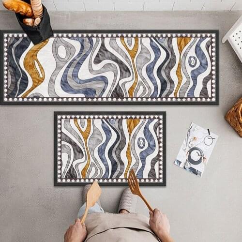 Abstract Geometric Print Kitchen Mat Non-Slip Long Bedside Rug Entrance Doormat Prayer Carpet Living Room Corridor Area Rug