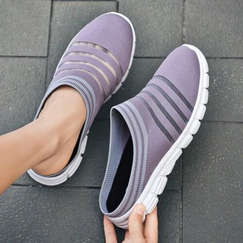 Summer Shoes Men Sandals Slip On Women Couples Fashion Clogs Mesh Breathable Knitted Fabric Breathable Shoes For Couples Size 46