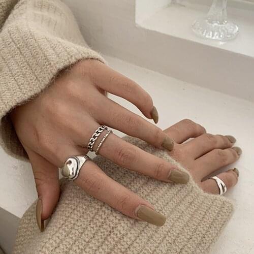 Hip Hop/Rock Metal Geometry Of Circular Ring Open Forefinger Punk Accessories Buckle Joint Tail Ring Jewelry Gifts For Women