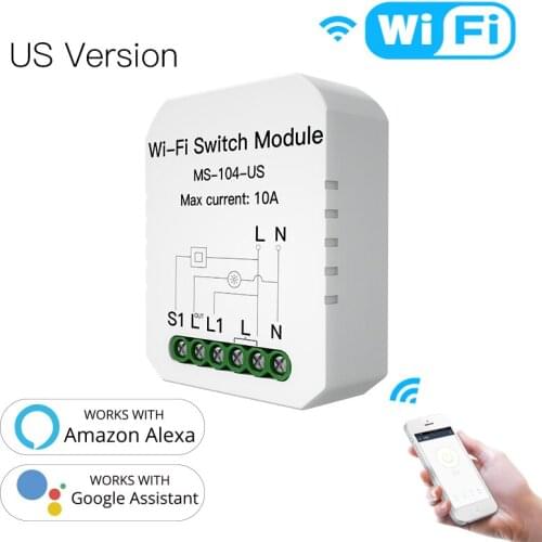 DIY Mini WiFi Smart Light Switch Single Pole/3 Way 1 Gang Module Smart Life/Tuya App Work With Alexa and Google Home