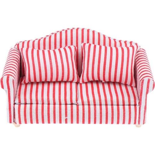 1 Pc Mini 1/12 Scale Miniature Double Sofa Doll House Furniture Living Room Accessorie For Kids Gift