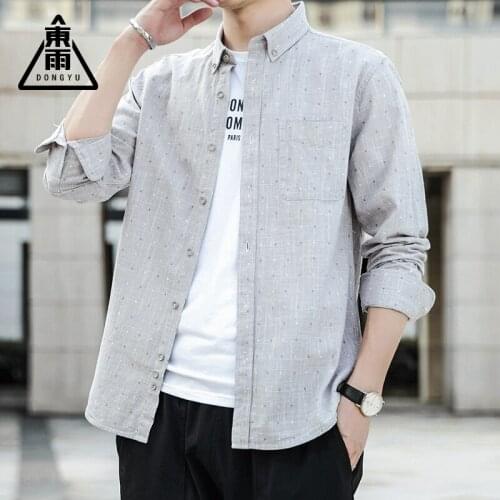 Mens Bbusiness Casual Long Sleeved Shirt 100% Cotton Collar Slim Shirt Spring Autumn Mens Clothing Summer Handsome Mens Shirt