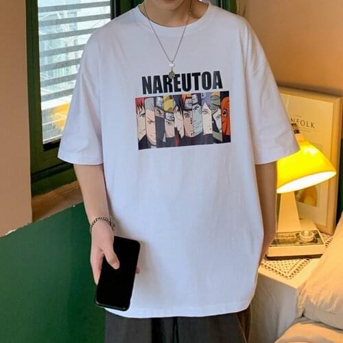 Naruto T-shirt Summer New Men Short-sleeve Street Trend Menswear Pure Cotton Loose Short Sleeves Suitable for Sports