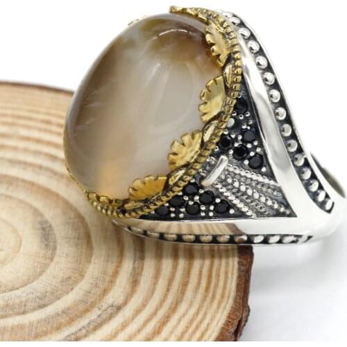 925 sterling silver ring men ocean agate stone ring vice stone spinel mens high jewelry