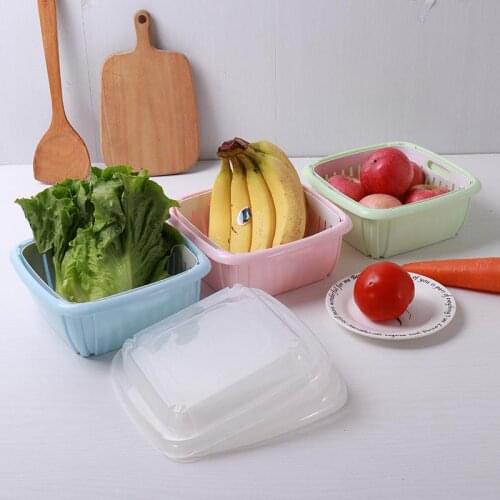 3-in-1 Set Colander Dish Drainer Kitchen Filter Screen Basin Fruit Vegetable Strainer Washing Strainer Basket With Lid Colander