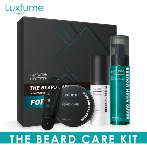 Luxfume The Beard Care Kit beard activator serum beard styling balm beard wash mousse beard comb