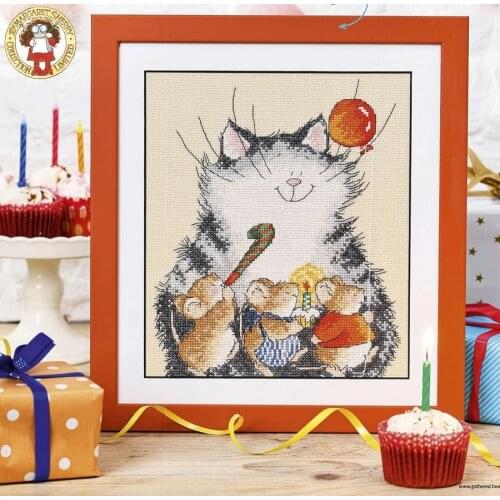 Cat and Mouse Series-Birthday Party Counted Cross Stitch 18CT DIY Chinese Cross Stitch Kits Embroidery Needlework Sets