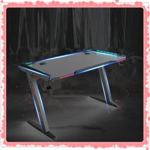 High quality cool black gaming table 120X60X73 gaming table professional Internet cafe with lamp Z leg office computer desk