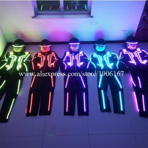 Wholesale 5 Set LED Robot Costume LED Dance Stage Performance Luminous Clothing Suits For Men Women DJ Show Led Light Clothing