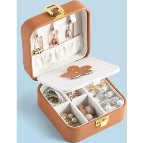 Necklace Stud Earrings Storage Box PU Leather Ring Box Display Simple And Portable Retro Ornament Travel Jewelry Storage Box