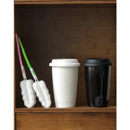 Couple Cup Porcelain Cup Creative Coffee Cup with Cover Conveniently Insulated Cup Double Water Cup