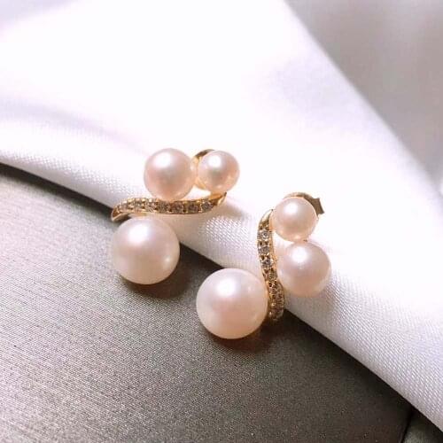 Elegant Fresh Water Pearls Earrings Sterling 925 Silver for Women Engagement Wedding Party Gifts Jewelry