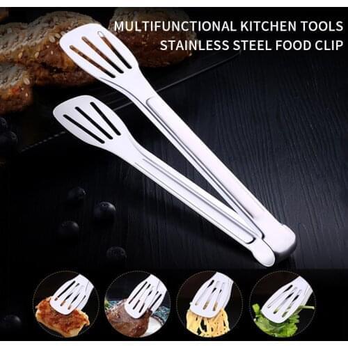 Stainless Steel Food Tongs Kitchen Utensils Buffet Cooking Tool Anti Heat Bread Clip Pastry Clamp Barbecue Kitchen Steel spatula