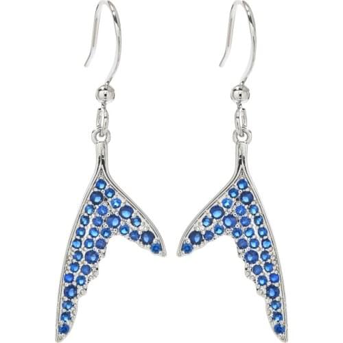 Korean fashion simple mermaid tail zircon ear hooks suitable for women/girls wedding party sweet romantic jewelry earrings