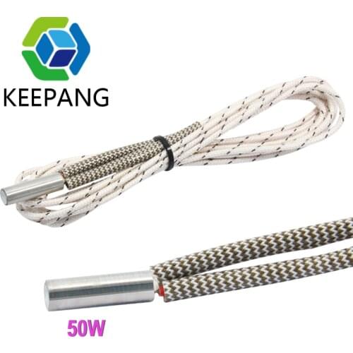 Kee Pang High Quality 1M/2M 12V 24V 50W Cartridge Heater 3D Printer Parts 6*20mm Heating tube for V6 Hotend Volcano MK8 MK9