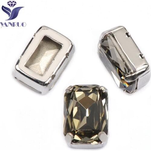 YANRUO 4627 All Sizes Black Diamond Octagon Pointed Back Strass Glass Rhinestones Applique Sewing Crystals For Crafts