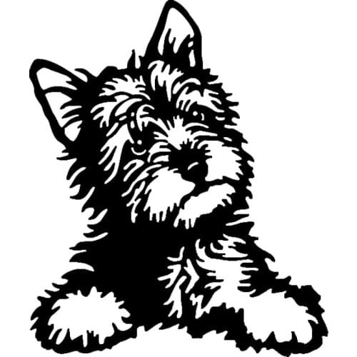 Yorkie Dog Vinyl Decal Cute Waterproof Car Stickers Car Styling Decoration Accessories Black/Silver Good Quality Waterproof