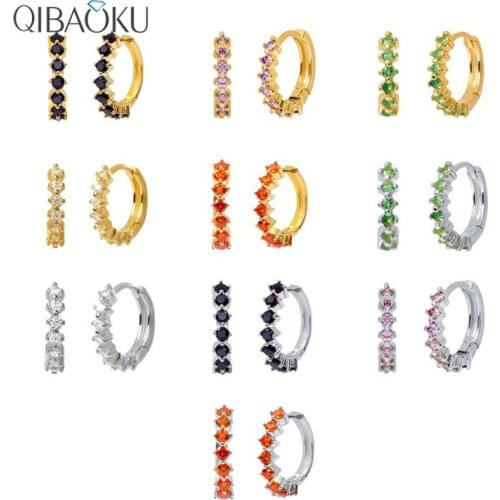 S925 Sterling Silver Earring 18K Gold plate Aretes Blue Crystal Stud Earring For Woman Girls Bling Zircon Fine Earrings Jewerly