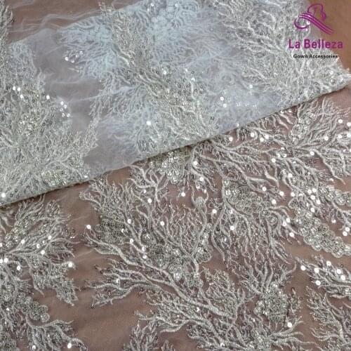 2021 new Silver wedding lace fabric,silver beaded lace,gown lace,High patterns,sequins lace fabric 1 yard