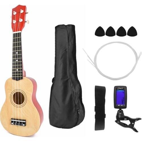 21 inch Kids Wooden UKulele 4-String Portable Guitar Instrument light weight for Children Pick Stringed Instruments Mini Guitars